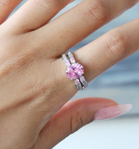 Pink Oval Gem Stone Ring