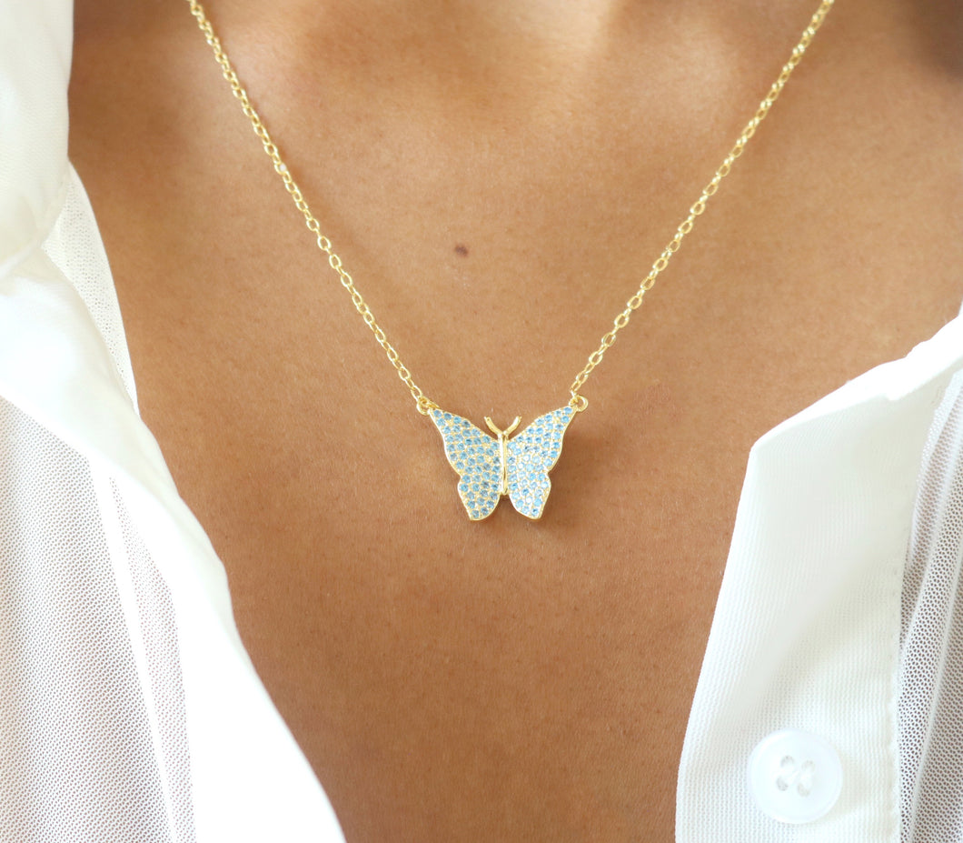 Blu butterfly necklace