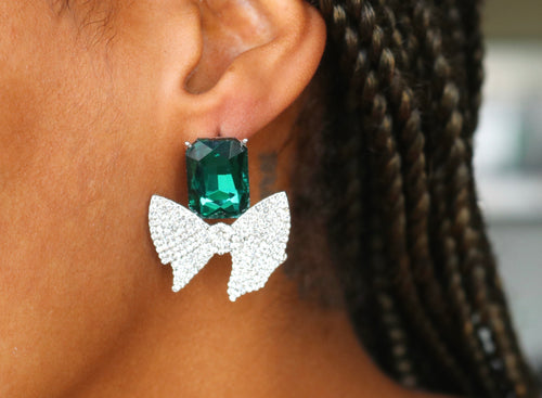 Emerald Bow Earrings