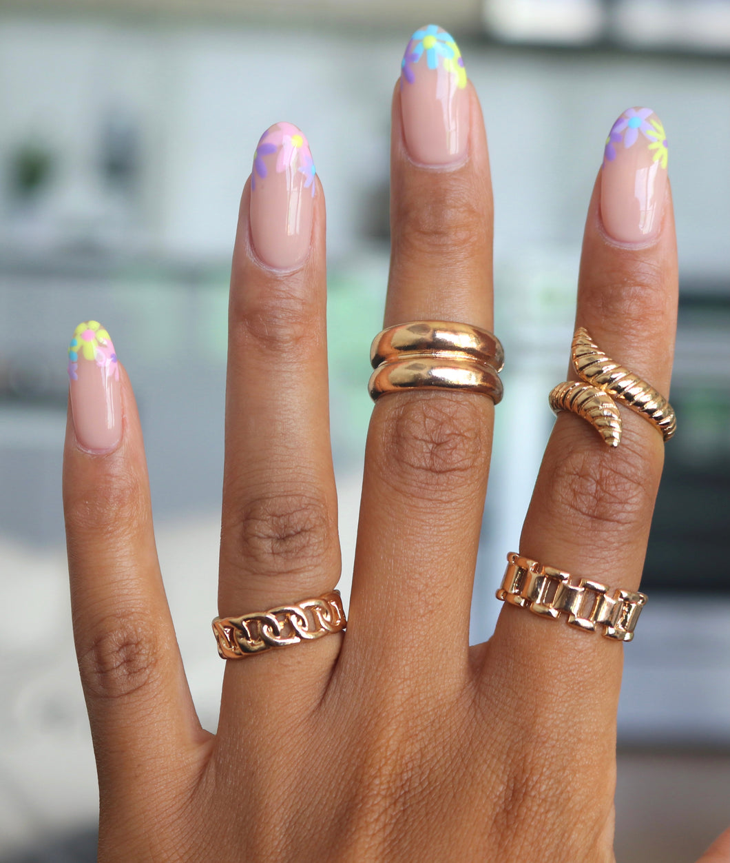 Gold Chain Ring Set